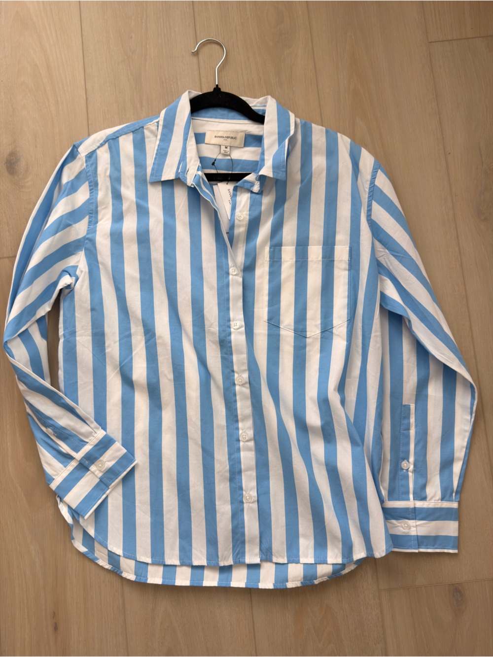 Banana Republic Blue & White Vertical Stripe Button-Down Shirt